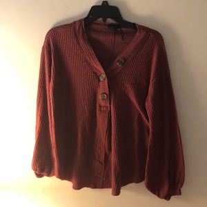 Burgundy Balloon-Sleeved Sweater